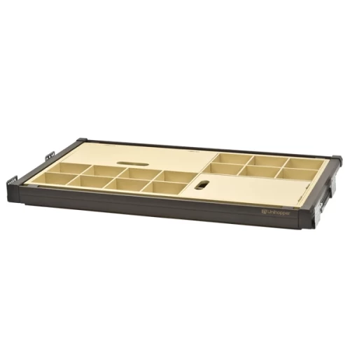 Выдвижная полка для аксессуаров с крышкой Unihopper в базу 900мм с доводчиком clip-on Moka