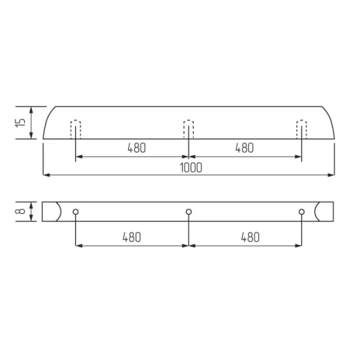 Ручка-скоба H77-1000, чёрная с кнопкой черной прямоугольной