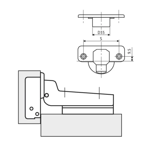 Петля 52мм FGV MS Slide-On 110° полунакладная