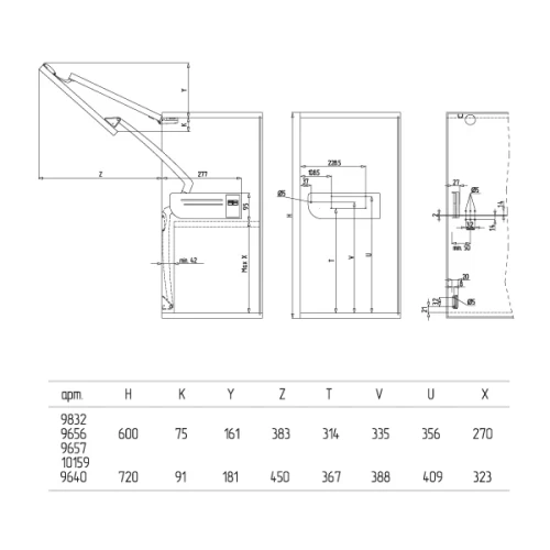 Подъемный механизм складного типа FGV (59.0VSP.A9.A50.0000) AERO SPLIT C50 H800 (12.6-13.5KG)