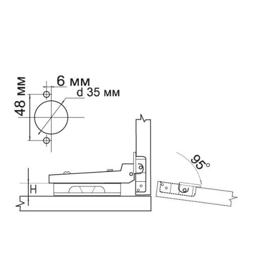Петля полунакладная 91370.052 Clip-on  с доводчиком