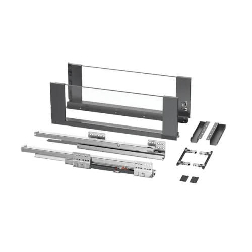 Комплект выдвижного ящика Tango Slim 199x500мм Со стеклом графит