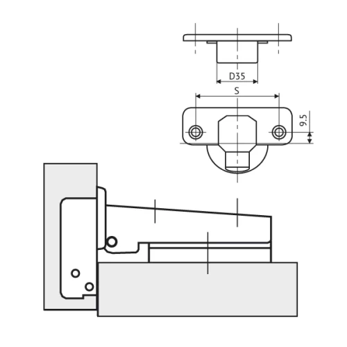 Петля FGV MS Slide-On 110° накладная