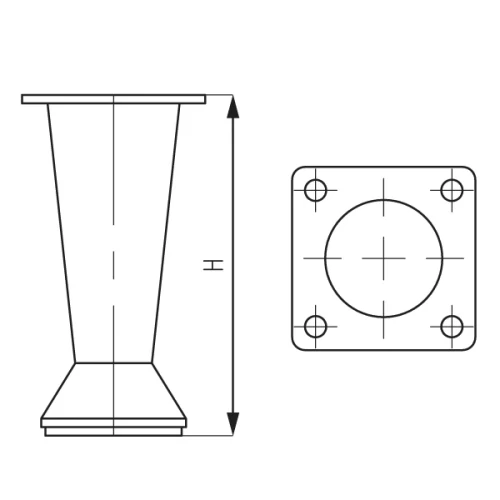 Опора 19228.050C, конус, h-51-60мм, хром