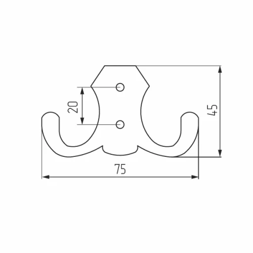 Крючок 2313 AL 2-х рожковый, хром