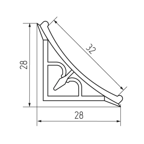Плинтус кухонный рифленый вогнутый пластиковый 3,05м.