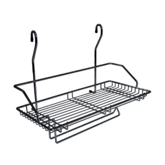 Полка одинарная с держателем для полотенца CWJ220-2 ALBA 375x190x310мм Черный мат