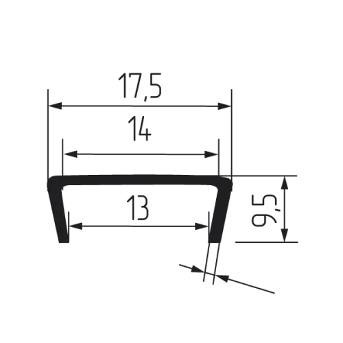 Торцевая заглушка цоколя 100мм, пластик, алюминий шлифованный