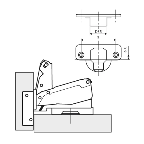 Петля FGV MS Slide-On 175° накладная