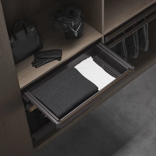 Выдвижная полка для обуви со стекл панелью Unihopper в базу 800мм с доводчиком clip-on NAKA