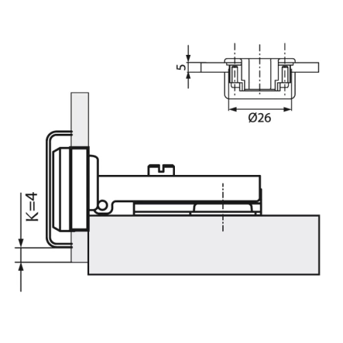 Петля для стекл FGV QS Mini 105° Slide-on, накладная