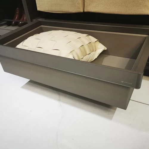 Выдвижная корзина серая кожа Unihopper в базу 900мм с доводчиком clip-on MONIKA