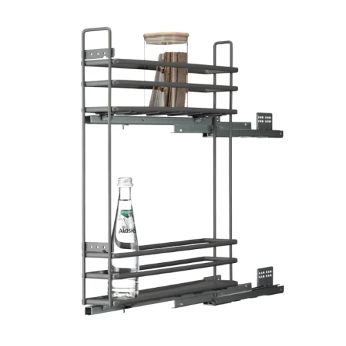 Бутылочница 150 мм 2-уров. 475*105*580 плоский стальной прут, пласт. поддон, серый