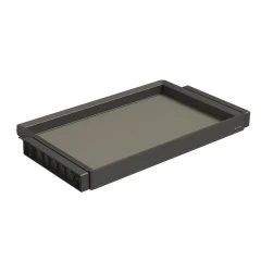 Выдвижная полка сталь, серая кожа  Unihopper в базу 600мм c доводчиком clip-on MONIKA