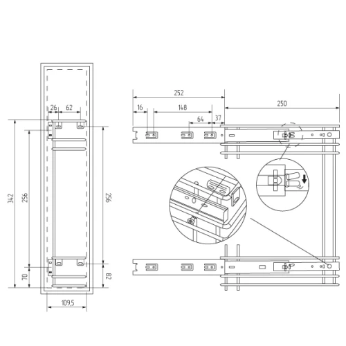 Бутылочница 150мм 2-уровневая 100x262x340 в верхнюю базу