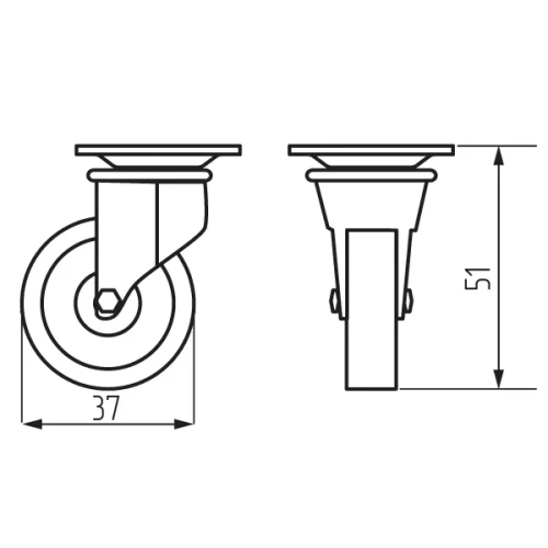 Колесная опора с поворотной площадкой d=38 с тормозом