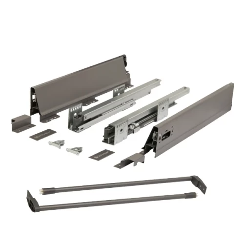 Комплект выдвижного ящика Unihopper Mental box - 2 350 мм, ГРАФИТ с рейлингом универсальной высоты.