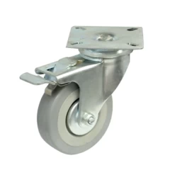 Колесная опора резиновая с площадкой d=50 с тормозом