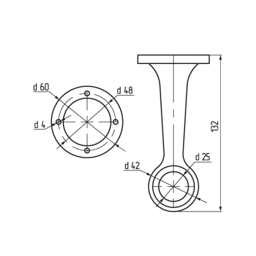Держатель трубы d25 дистационный торцевой, хром, гальваника