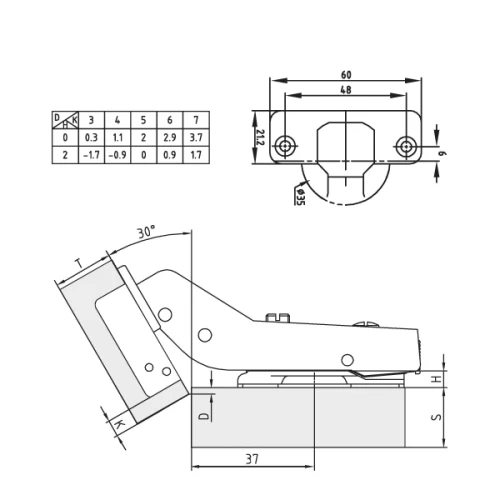 Петля FGV 30° Integra 2-Ways с доводчиком