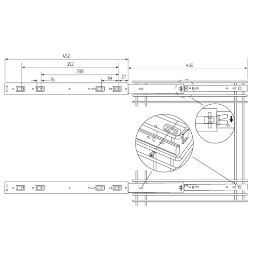 Бутылочница 150мм 2-уровневая 110х470х450мм, с крепл.фасада