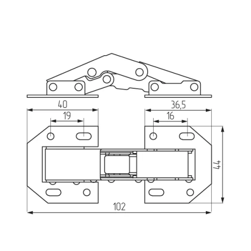 Петля 8-ми шарнирная без врезки 104х44 50.153