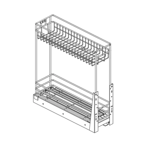 Бутылочница 150мм 2-уровневая PTJ004F-150 ALBA 95х475x510мм с фиксатором, с крепл.фасада