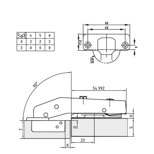 Петля FGV 90° Integra 2-Ways с доводчиком