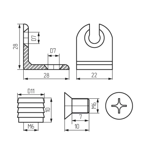 Стяжка угловая стальная, цинк  (без винта и втулки)