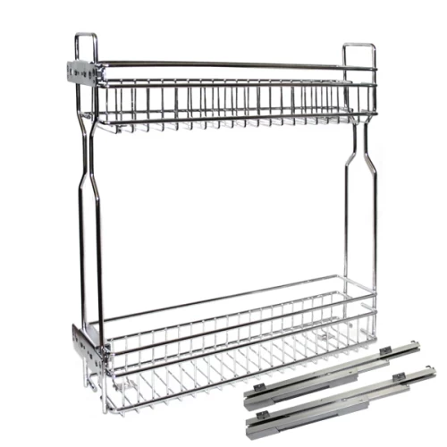 Бутылочница 150мм 2-уровневая V-40911 100х470х545 с креплением для фасада, с направляющими, с доводчиком