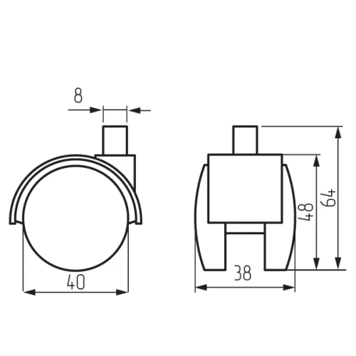 Колесная опора с резьбой d=40, M8x15