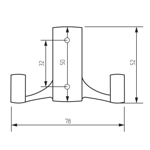 Крючок R17 со скрытым креплением, 2-х рожковый, хром матовый