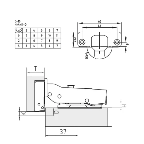 Петля FGV полунакладная Integra 2-Ways с доводчиком