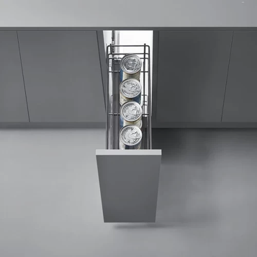 Выдвижная корзина NANO UNIHOPPER левая  в базу 150мм, серая, с доводчиком