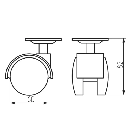 Колесная опора сдвоенная усиленная с поворотной площадкой d=60